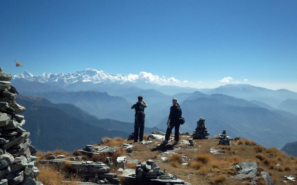 View of Himalayan Peaks During Kunjapuri Trek